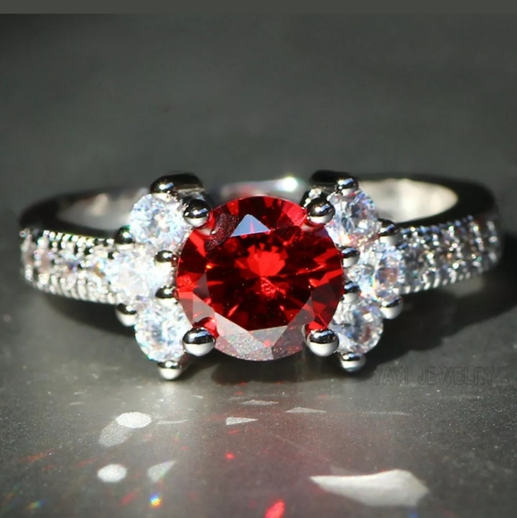 YAYI JEWELRY Jewelry - new red cz silver ring